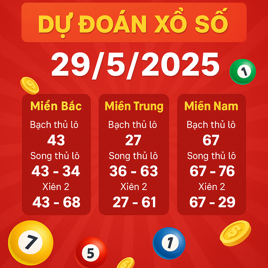 DỰ ĐOÁN XỔ SỐ NGÀY 29/5/2025 – CẦU CHUẨN CHỐT SỐ VÀNG