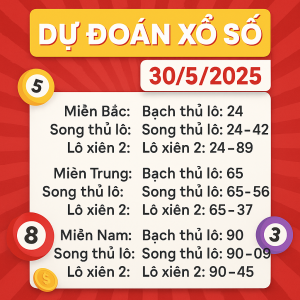 DỰ ĐOÁN XỔ SỐ NGÀY 30/5/2025 – SOI CẦU 3 MIỀN CHUẨN XÁC NHẤT