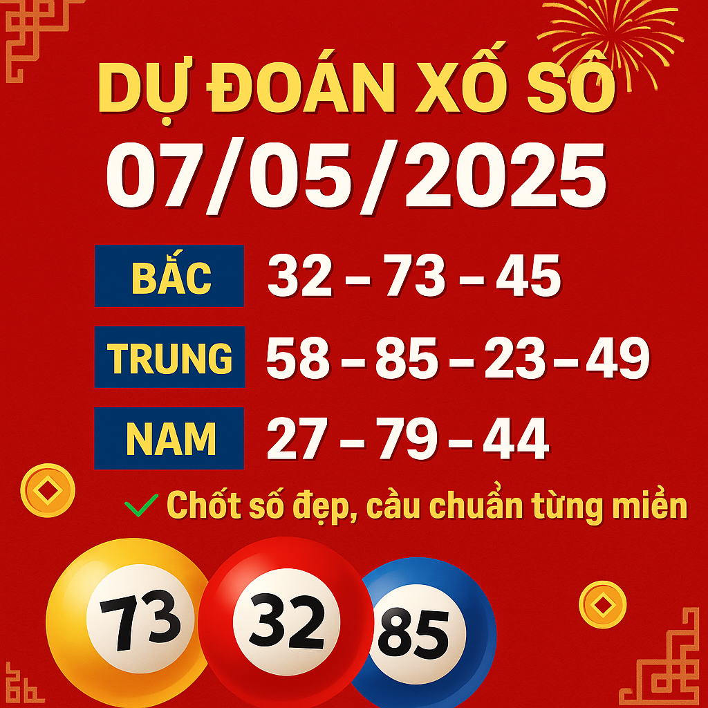 DỰ ĐOÁN XỔ SỐ NGÀY 07/05/2025 – CHỐT SỐ 3 MIỀN CHUẨN XÁC