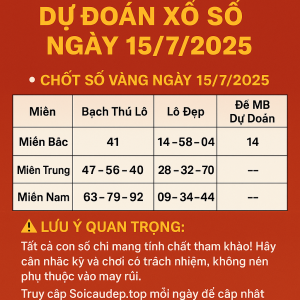 DỰ ĐOÁN XỔ SỐ NGÀY 15/7/2025 – CHỐT SỐ CHUẨN TỪ CAO THỦ SOI CẦU