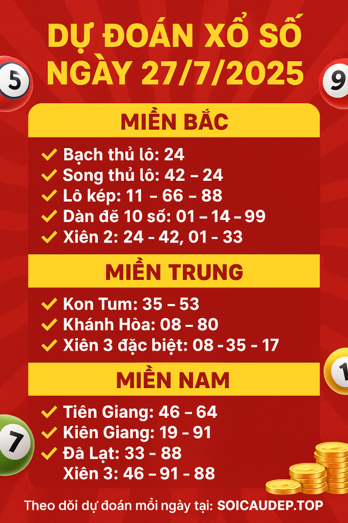 Dự Đoán Xổ Số Ngày 27/7/2025 – Chốt Số Vàng Cho Ngày Chủ Nhật