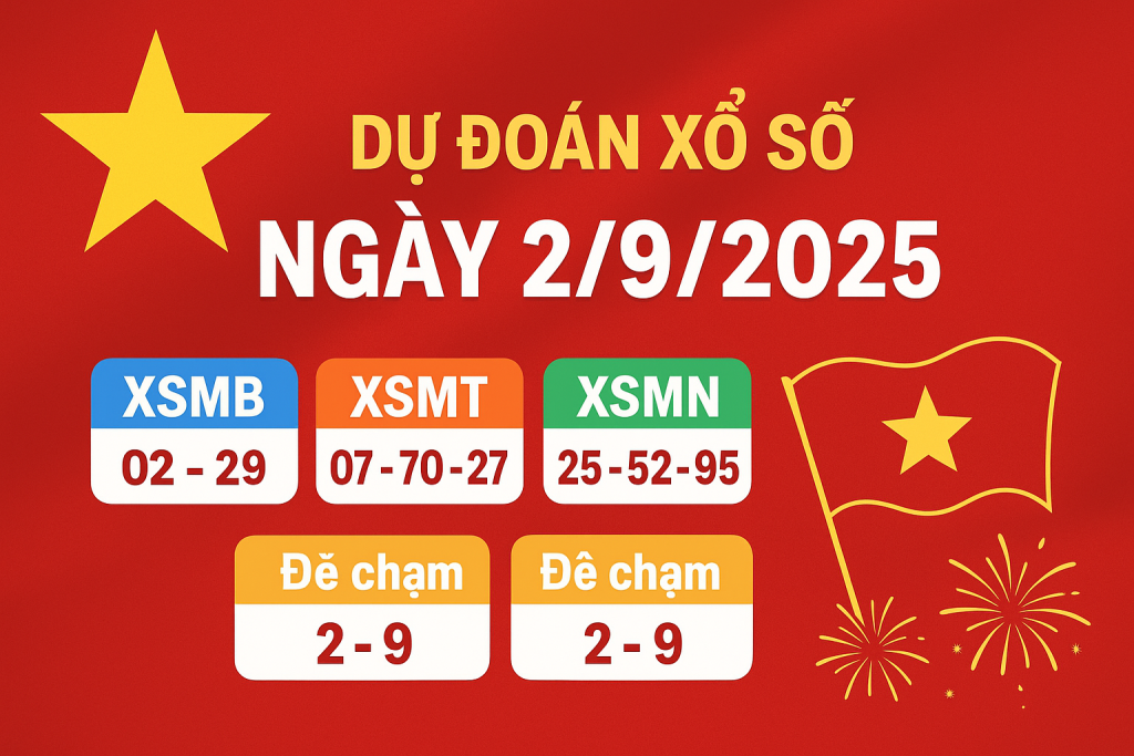 Dự đoán kết quả xổ số ngày 2/9/2025 – Chào mừng Quốc Khánh rực rỡ may mắn
