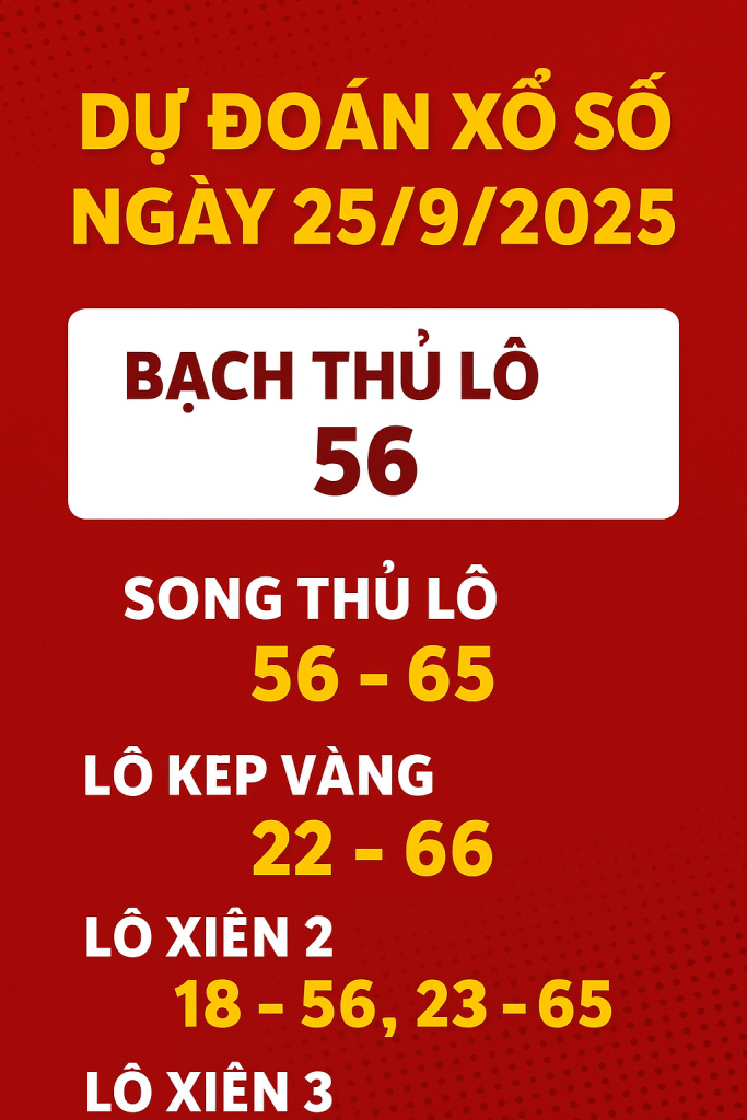 Dự Đoán Xổ Số Ngày 25/9/2025 – Chốt Số Chuẩn Hôm Nay