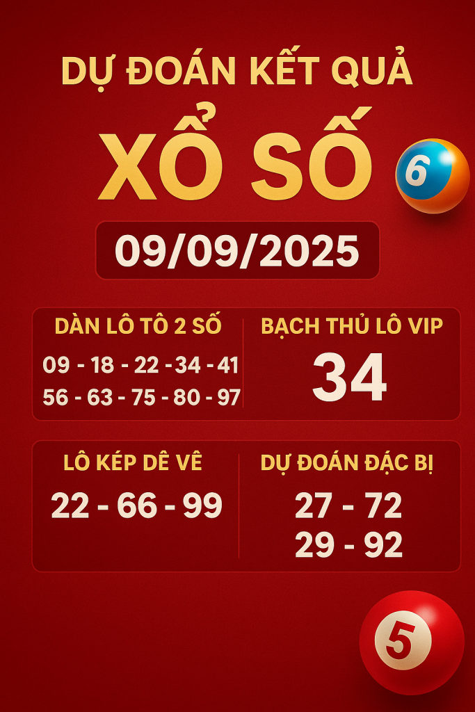 Dự đoán kết quả xổ số ngày 09/09/2025