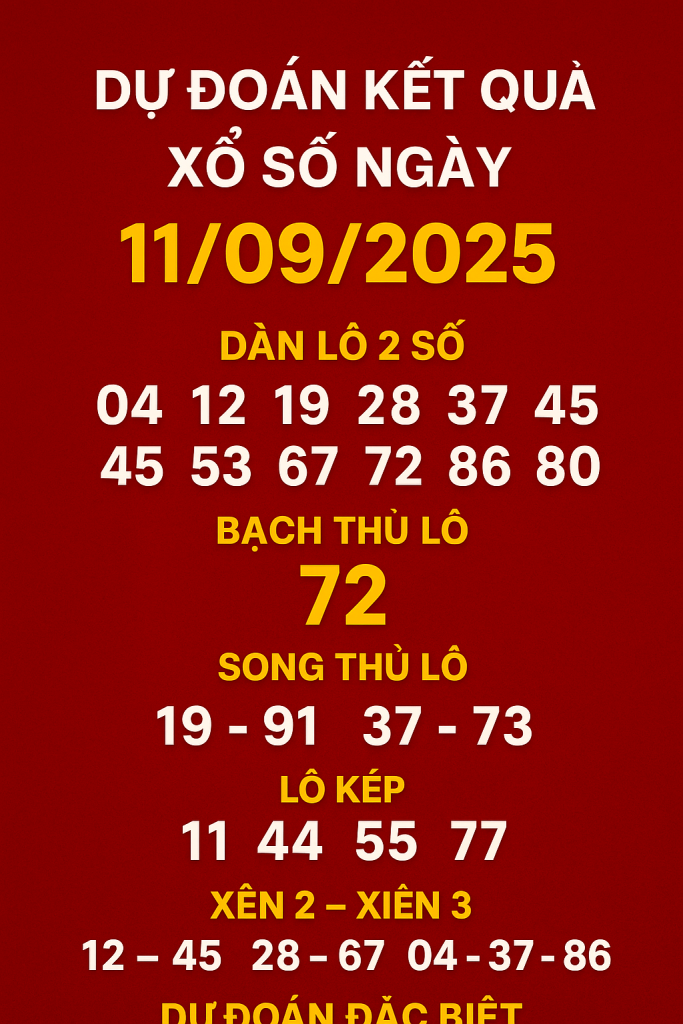 Dự đoán kết quả xổ số ngày 11/09/2025