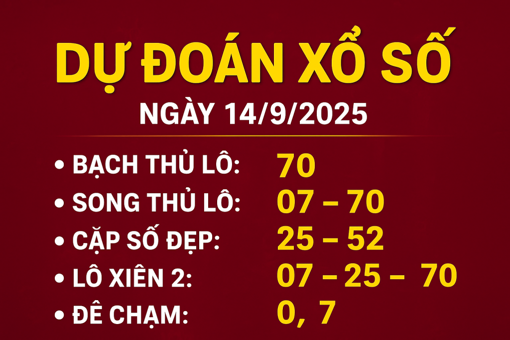 Dự Đoán Xổ Số Ngày 14/09/2025 – Chốt Số Chuẩn Hôm Nay