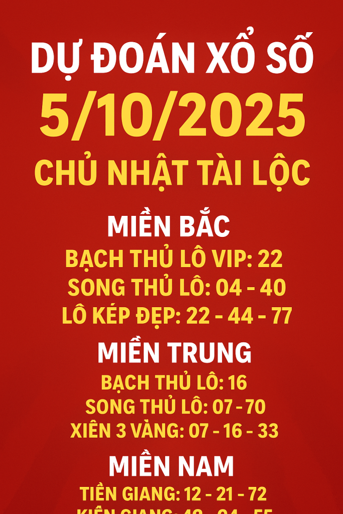 Dự Đoán Xổ Số Ngày 5102025 – Chủ Nhật Tài Lộc