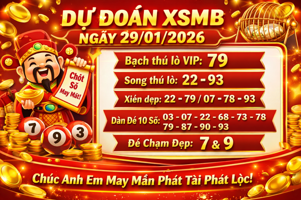 Dự đoán Xổ Số Miền Bắc (XSMB) Ngày Thứ Năm, 29-01-2026