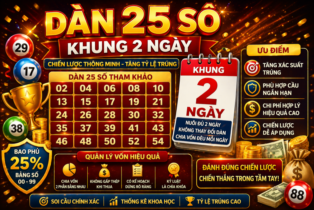 Dàn 25 Số Khung 2 Ngày – Bí Kíp Đánh Đề Ổn Định, Tăng Tỷ Lệ Trúng