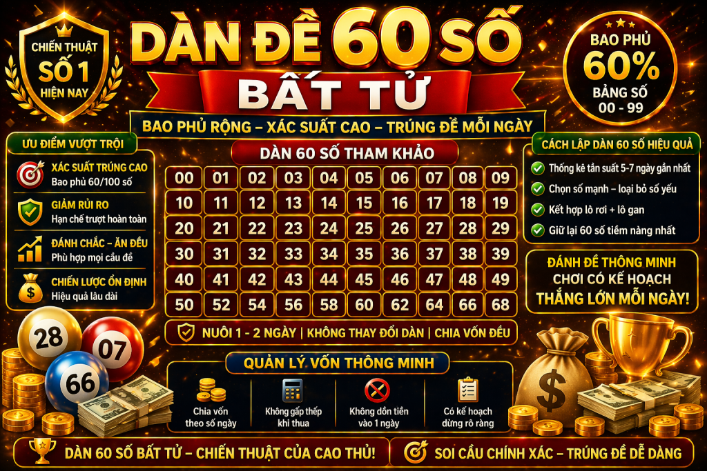 Dàn Đề 60 Số Bất Tử – Chiến Thuật Bao Phủ Rộng, Tối Ưu Tỷ Lệ Trúng