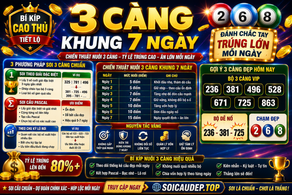 3 CÀNG KHUNG 7 NGÀY – BÍ KÍP NUÔI 3 CÀNG HIỆU QUẢ, TỶ LỆ TRÚNG CAO