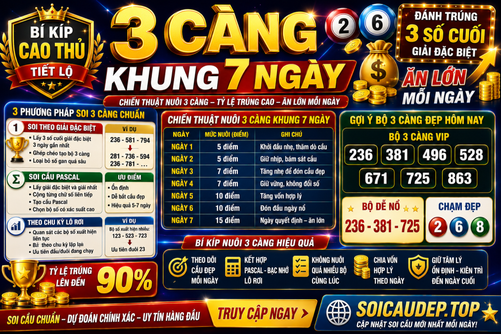 3 CÀNG KHUNG 7 NGÀY – CHIẾN THUẬT NUÔI 3 CÀNG HIỆU QUẢ CAO