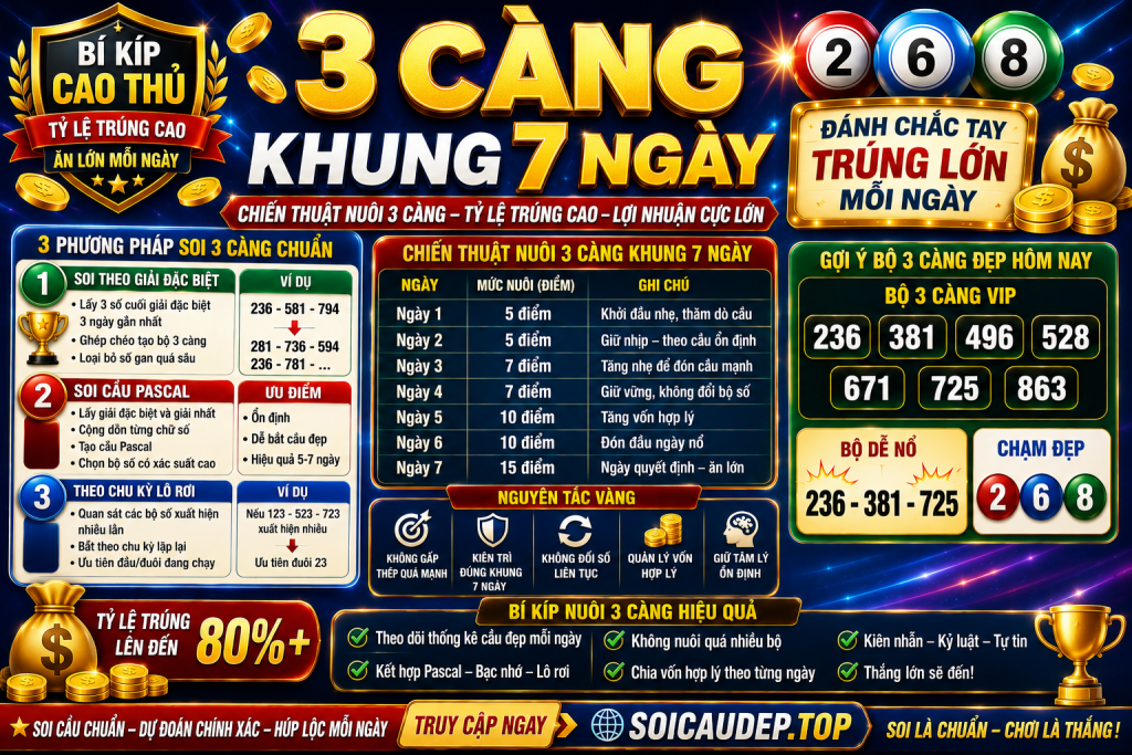 3 CÀNG KHUNG 7 NGÀY – PHƯƠNG PHÁP NUÔI 3 CÀNG HIỆU QUẢ, TỶ LỆ NỔ CAO