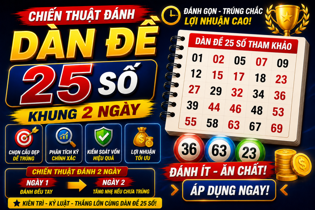 Dàn Đề 25 Số Khung 2 Ngày – Đánh Gọn, Trúng Chắc, Lợi Nhuận Cao